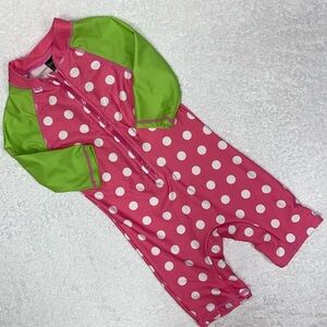 BONVERANO Girls One Pc Swimsuit UPF 50+ Sun Protection Long Sleeve 24/36m